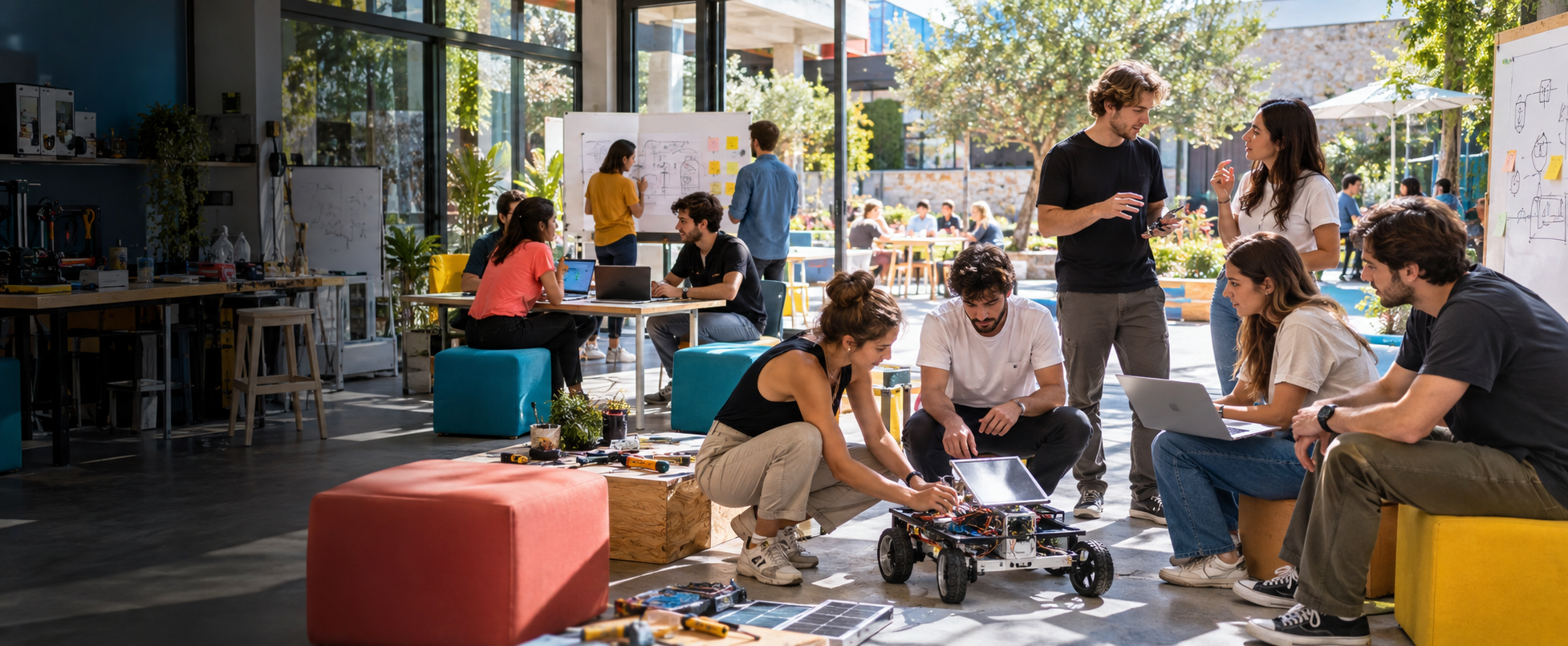 Young founders collaborating at a startup campus